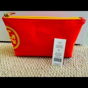 Authentic Tory Burch Beach Dipped Small Slouchy Orange Cosmetic Bag